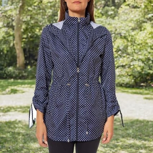 Jones New York Navy Micro Dot Packable Jacket Windbreaker Rain
Jacket Sz XL NWOT - Picture 13 of 13